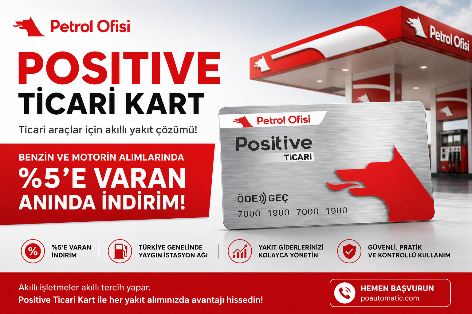 Petrol Ofisi Positive Ticari Kart ile Akaryakıtta %5’e Varan Avantaj Dönemi Başladı